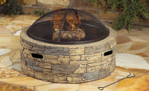 35in Cast Stone Wood Fire Pit