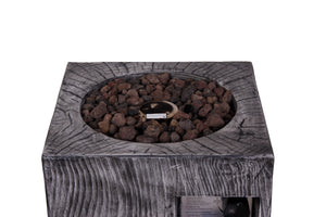 30,000 BTU Column Gas Fire Pit with Wood Grain Finish