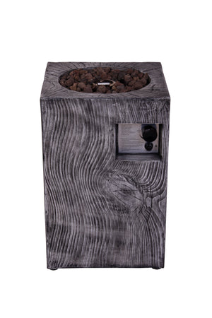 30,000 BTU Column Gas Fire Pit with Wood Grain Finish